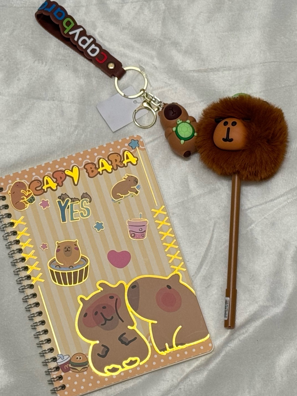 Capybara Brown Plush capybara Pen and Notebook Set - Cute Kids Toy Stationery